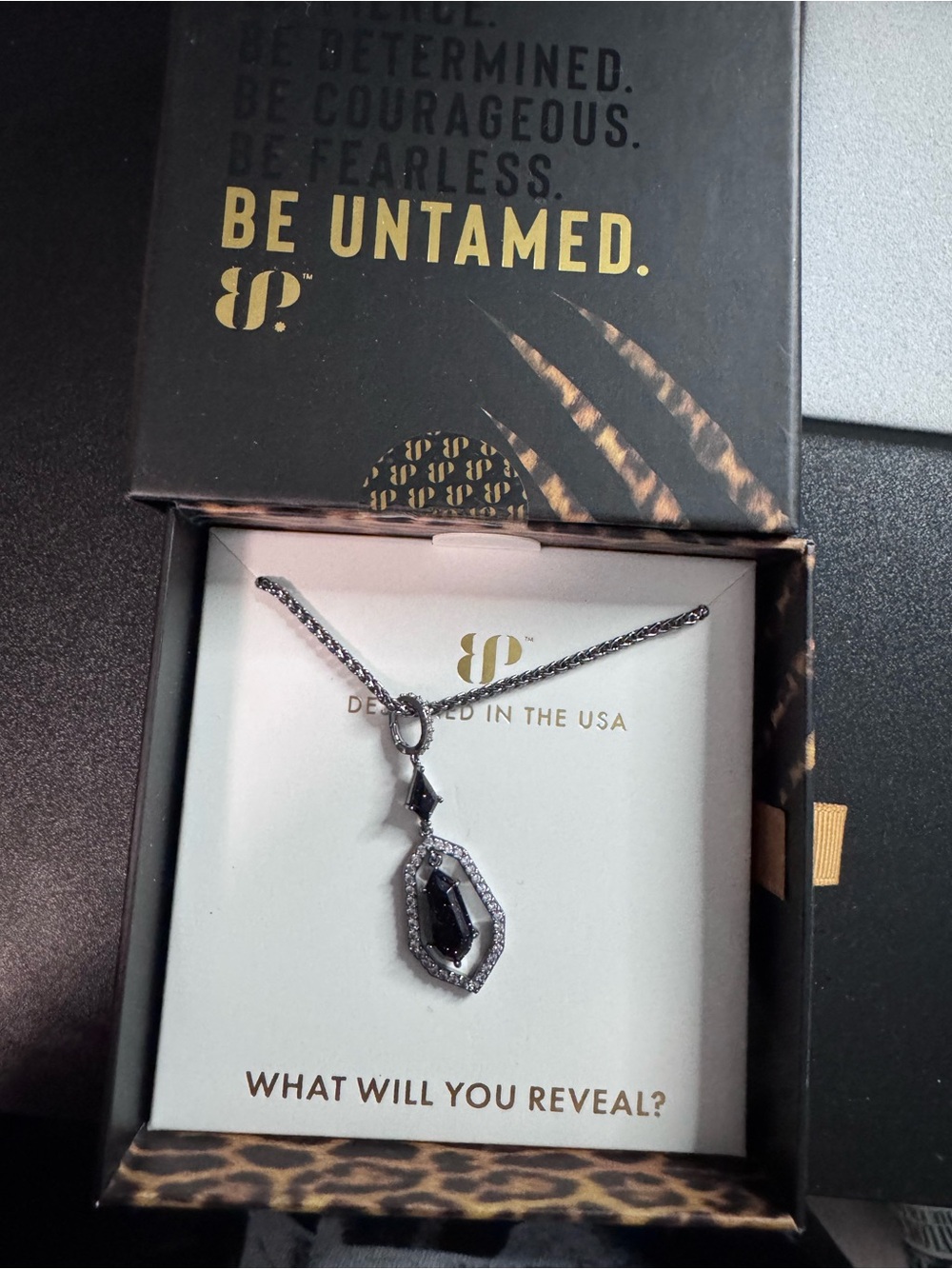 Black Crystal Pendant Necklace by BP®